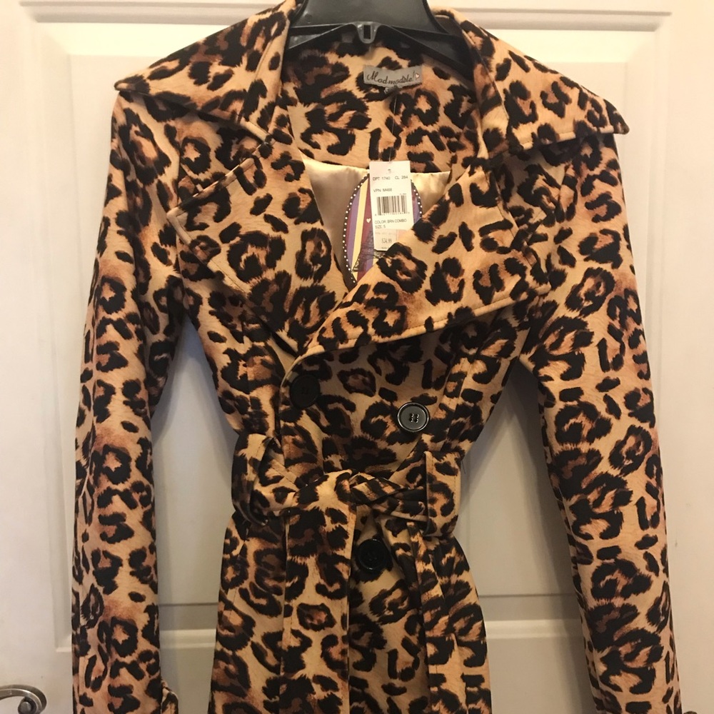 NWT leopard trench coat